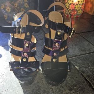 Charlotte Russe Strappy Black Stiletto Pumps